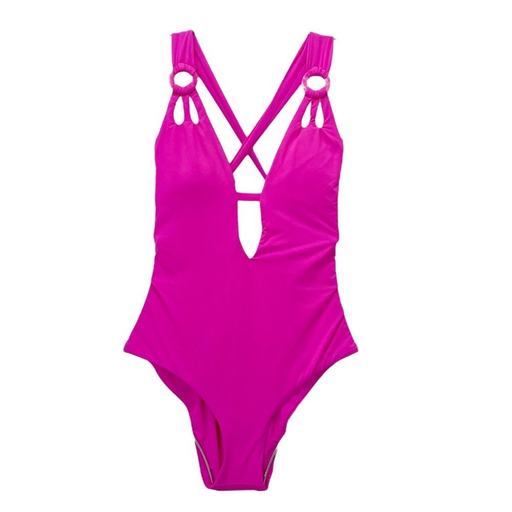 BECCA Fuchsia Ring-Detail One-Piece Swimsuit